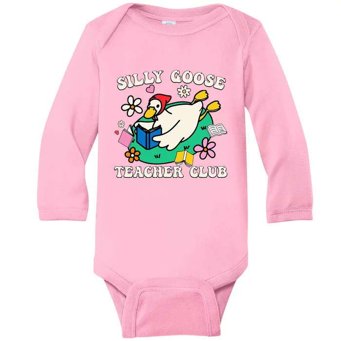 Funny Silly Goose Teacher Club Animal Lover Baby Long Sleeve Bodysuit