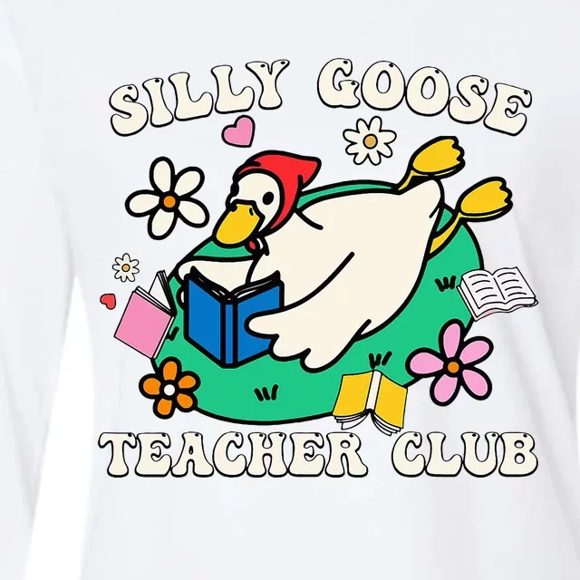 Funny Silly Goose Teacher Club Animal Lover Womens Cotton Relaxed Long Sleeve T-Shirt