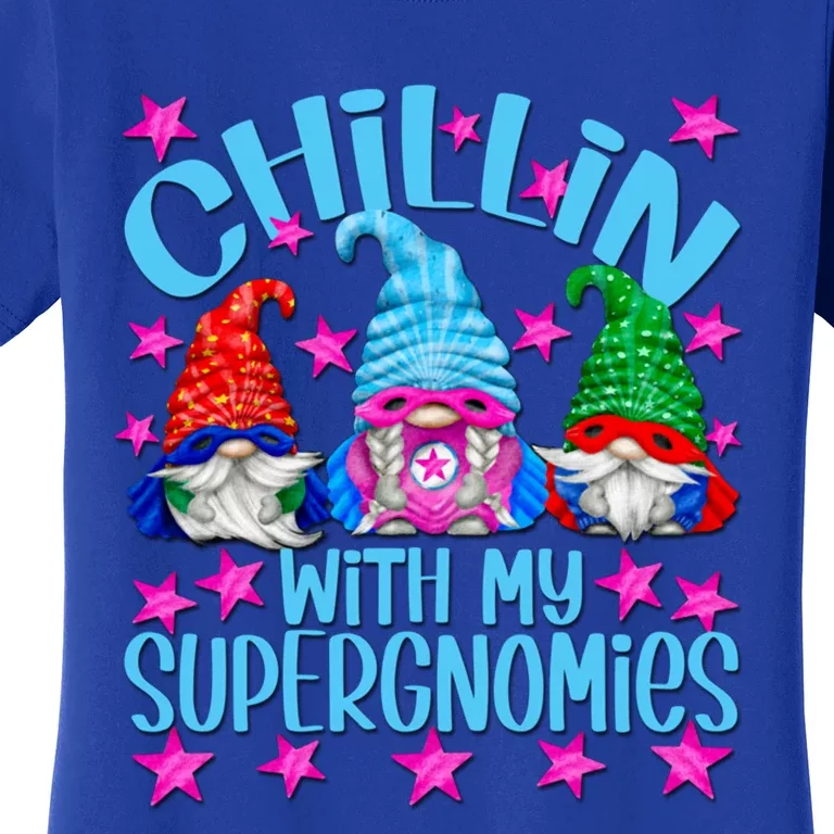 Funny Superhero Gnomes Chillin With My Gnomies Cool Gift Women's T-Shirt