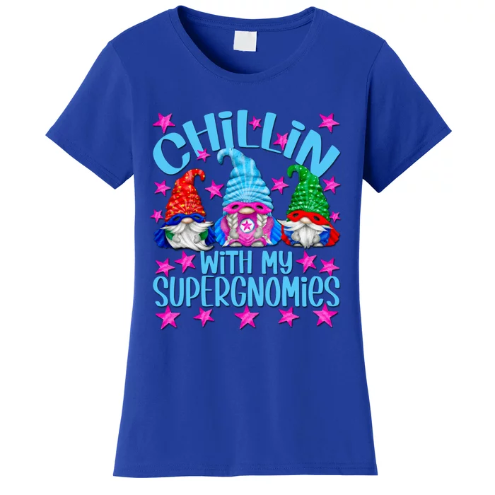 Funny Superhero Gnomes Chillin With My Gnomies Cool Gift Women's T-Shirt