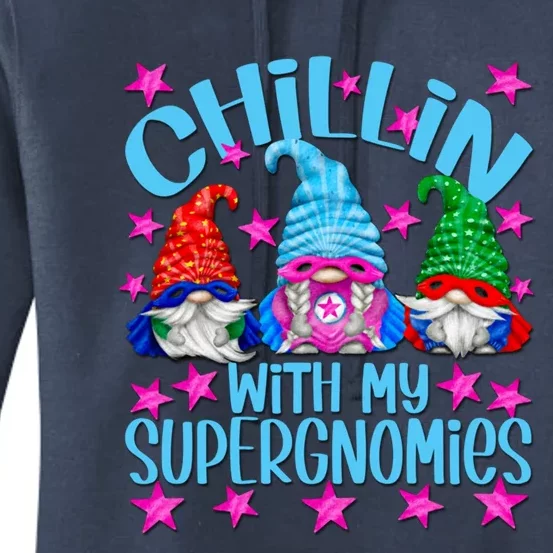 Funny Superhero Gnomes Chillin With My Gnomies Cool Gift Women's Pullover Hoodie