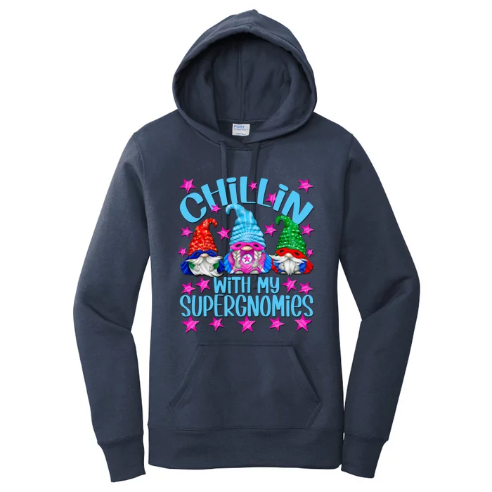 Funny Superhero Gnomes Chillin With My Gnomies Cool Gift Women's Pullover Hoodie