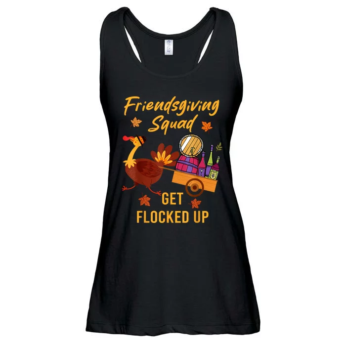 Friendsgiving Squad Get Flocked Up Thanksgiving Ladies Essential Flowy Tank