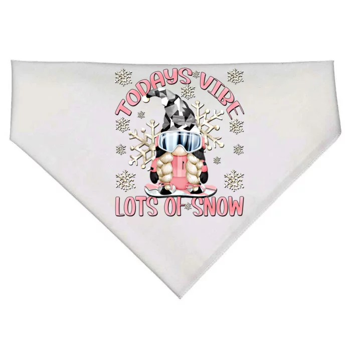 Funny Snowboarding Gnome Mom Cute Winter Lover Gift USA-Made Doggie Bandana