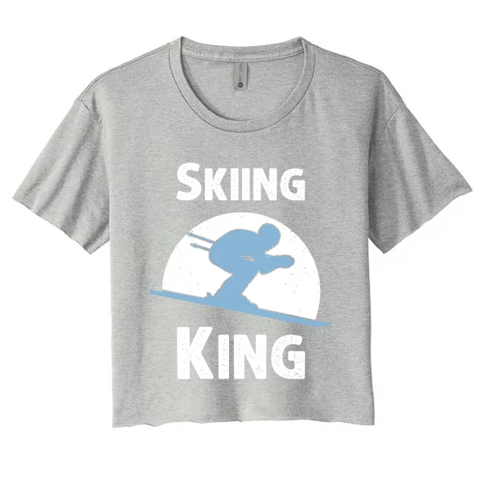 Funny Skiing Gift Grandpa Skier Ski Winter Fun Sport Gift Women's Crop Top Tee