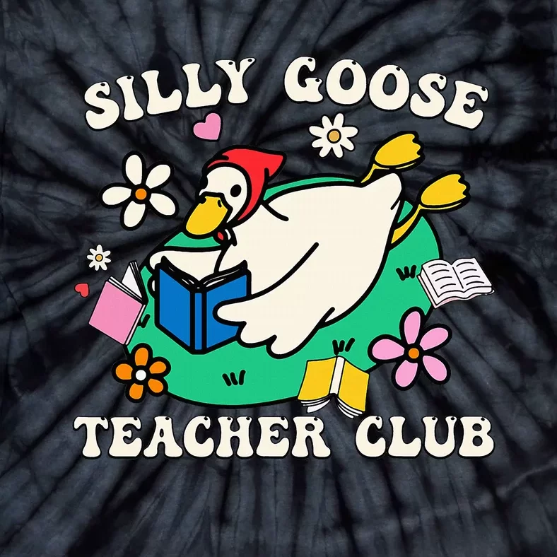 Funny Silly Goose Teacher Club Animal Lover Groovy Teacher Tie-Dye T-Shirt