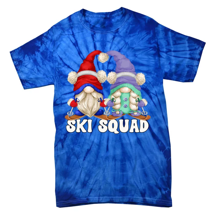 Funny Skiing Grandma And Grandpa Gnome Couple For Ski Squad Cute Gift Tie-Dye T-Shirt