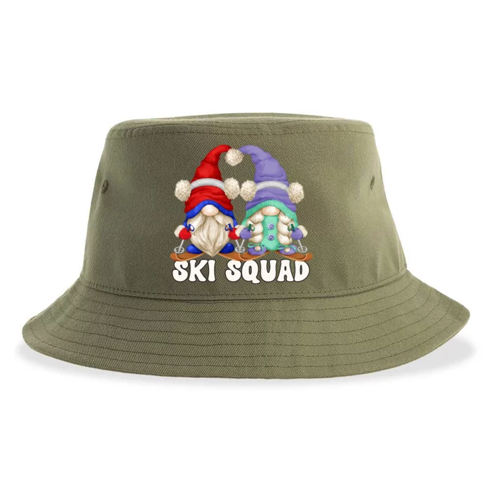 Funny Skiing Grandma And Grandpa Gnome Couple For Ski Squad Cute Gift Sustainable Bucket Hat