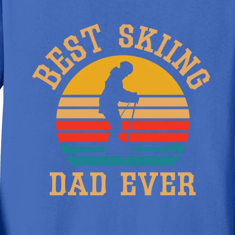 Father Skiing Gift Best Ski Dad Ever Gift Kids Long Sleeve Shirt