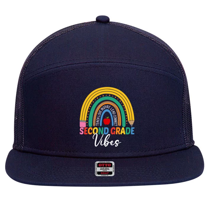 Funny Second Grade Teacher Rainbow Team 2Nd Grade Vibes Gift 7 Panel Mesh Trucker Snapback Hat