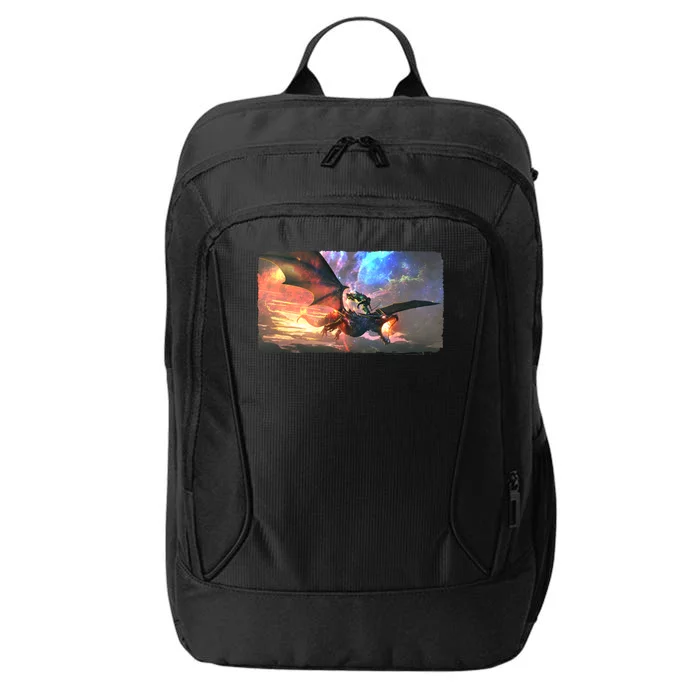 Fantasy Space Galaxy Dragon And Warrior Archer City Backpack