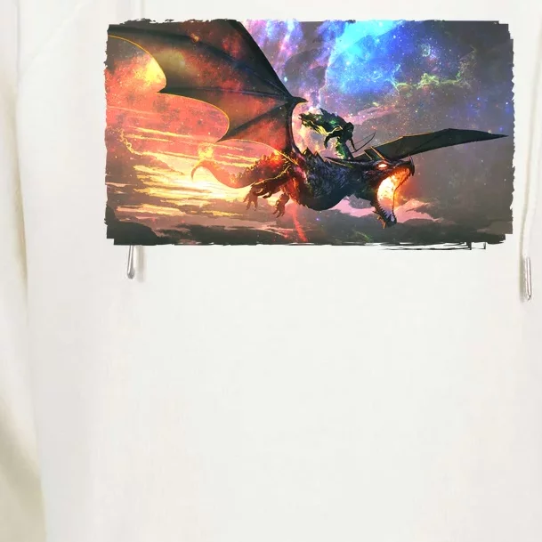 Fantasy Space Galaxy Dragon And Warrior Archer Womens Funnel Neck Pullover Hood