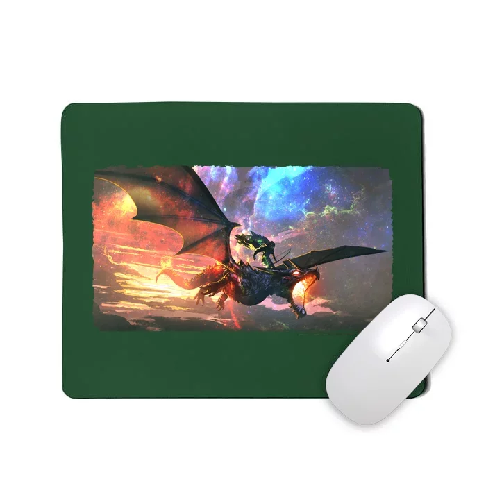 Fantasy Space Galaxy Dragon And Warrior Archer Mousepad