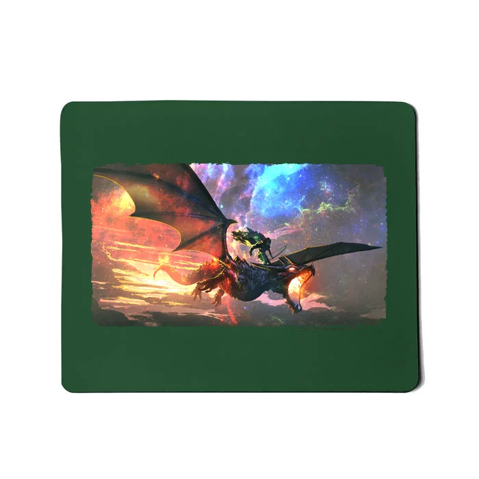 Fantasy Space Galaxy Dragon And Warrior Archer Mousepad