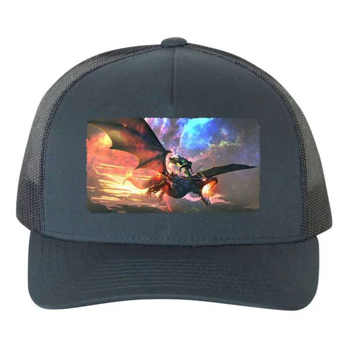 Fantasy Space Galaxy Dragon And Warrior Archer Yupoong Adult 5-Panel Trucker Hat