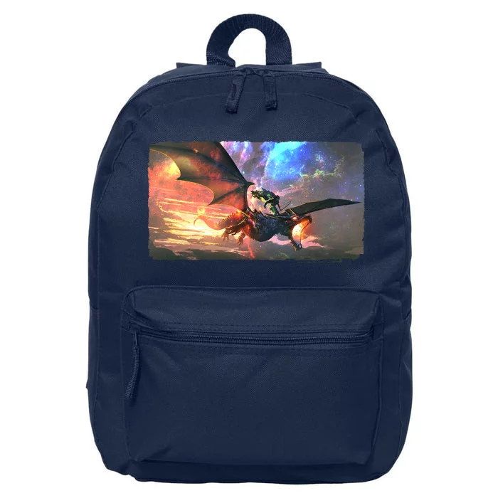 Fantasy Space Galaxy Dragon And Warrior Archer 16 in Basic Backpack