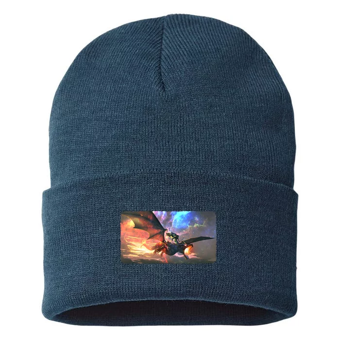 Fantasy Space Galaxy Dragon And Warrior Archer Sustainable Knit Beanie