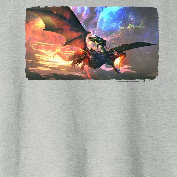 Fantasy Space Galaxy Dragon And Warrior Archer Women's Crop Top Tee