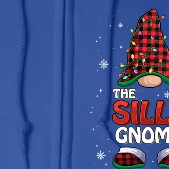 Funny Silly Gnome Buffalo Plaid Matching Family Christmas Gift Full Zip Hoodie