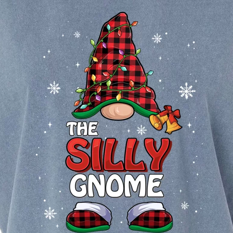 Funny Silly Gnome Buffalo Plaid Matching Family Christmas Gift Garment-Dyed Women's Muscle Tee