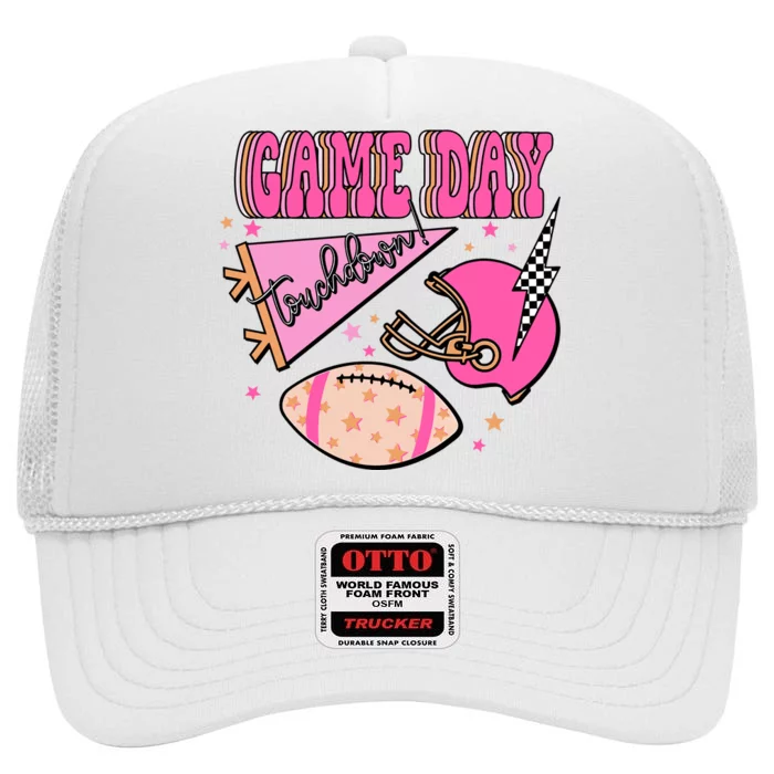 Football Season Game Day Touchdown High Crown Mesh Trucker Hat