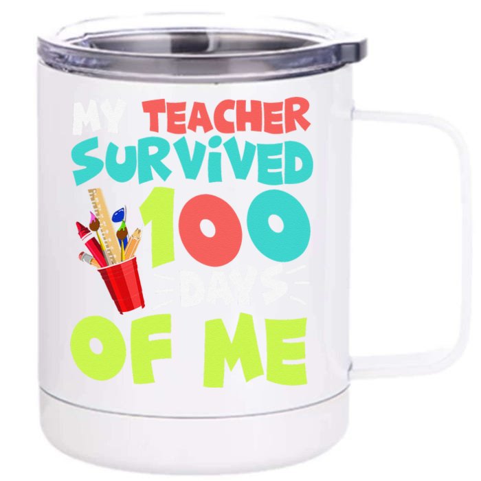 Funny School Gift 100 Days Of School Front & Back 12oz Stainless Steel Tumbler Cup