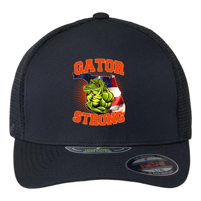 Florida State Gator Strong USA Flag Flexfit Unipanel Trucker Cap