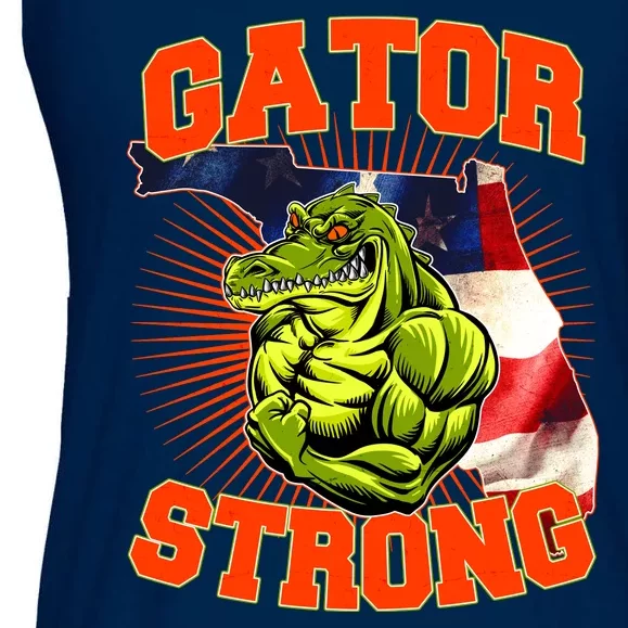 Florida State Gator Strong USA Flag Ladies Essential Flowy Tank