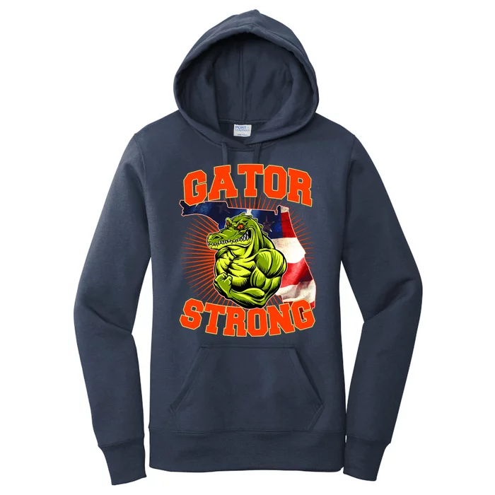 Florida State Gator Strong USA Flag Women's Pullover Hoodie