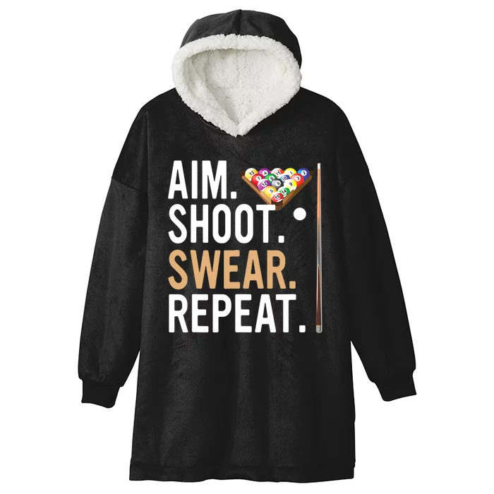 Funny Sports Game Aim Shoot Swear Repeat Pool Billiard Gift Hooded Wearable Blanket