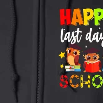 Funny School Gift Cute Owl Last Day Of School Teacher Full Zip Hoodie