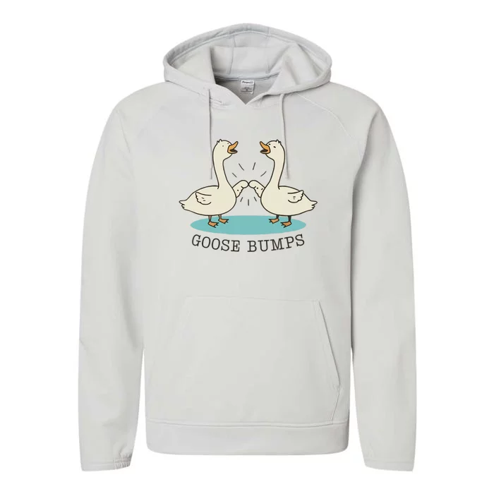 Funny Silly Goose Bumps Pun Fist Bump Goose Farmcore Performance Fleece Hoodie