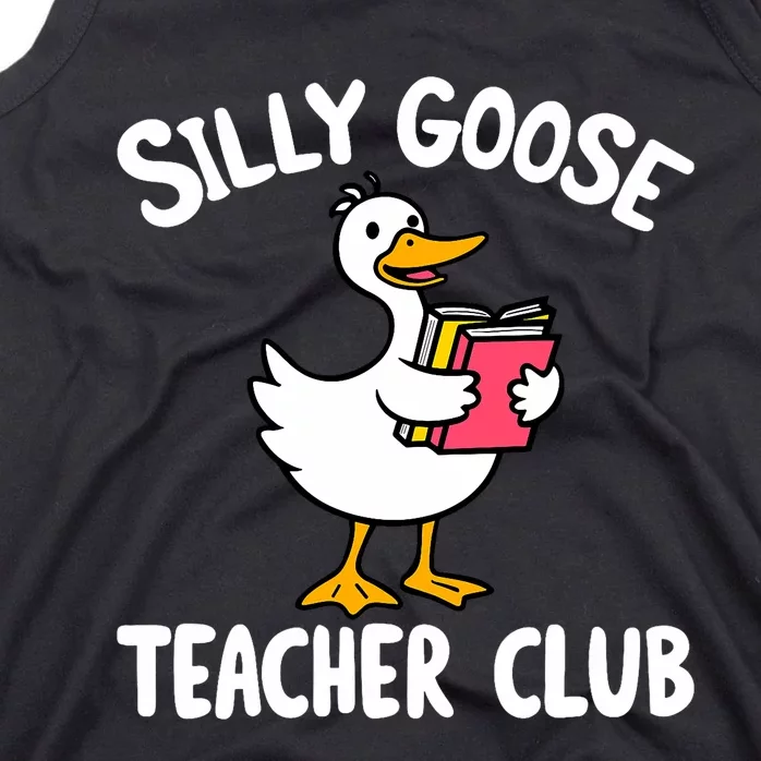 Funny Silly Goose Teacher Club Animal Lover Groovy Teacher Tank Top