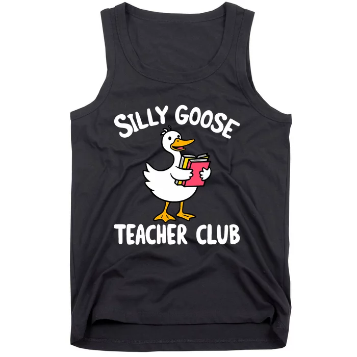 Funny Silly Goose Teacher Club Animal Lover Groovy Teacher Tank Top