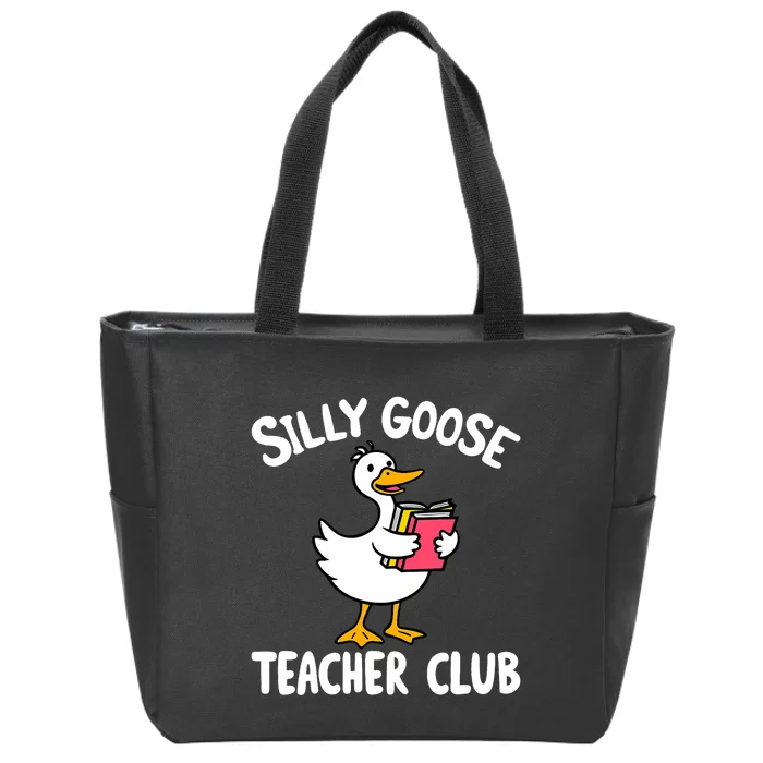 Funny Silly Goose Teacher Club Animal Lover Groovy Teacher Zip Tote Bag