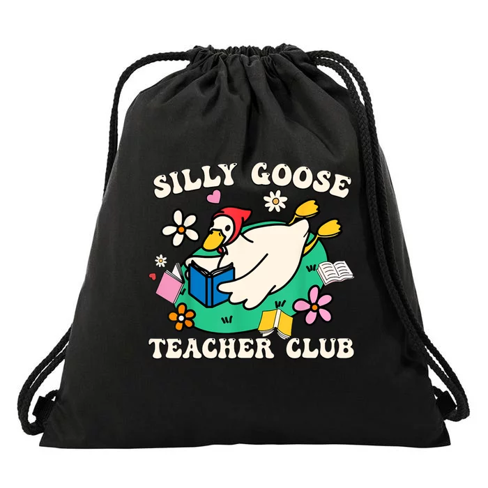 Funny Silly Goose Teacher Club Animal Lover Groovy Drawstring Bag