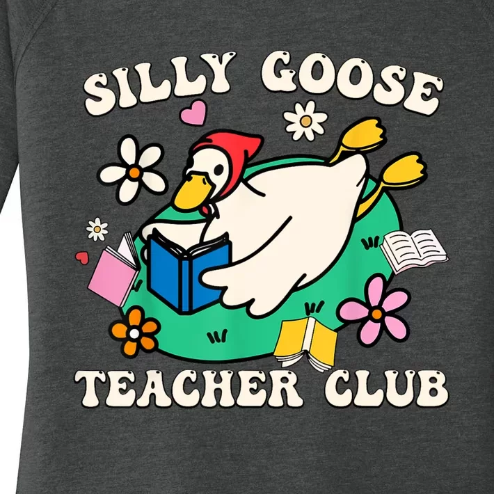 Funny Silly Goose Teacher Club Animal Lover Groovy Women's Perfect Tri Tunic Long Sleeve Shirt