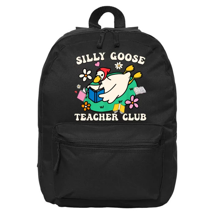 Funny Silly Goose Teacher Club Animal Lover Groovy 16 in Basic Backpack