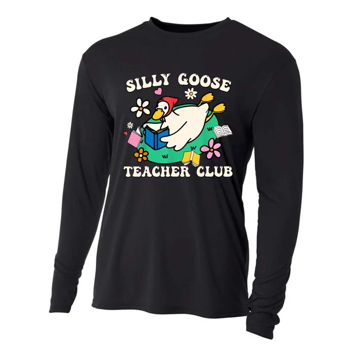 Funny Silly Goose Teacher Club Animal Lover Groovy Cooling Performance Long Sleeve Crew