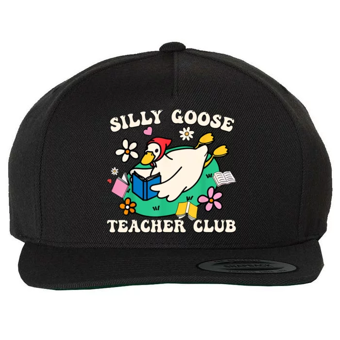 Funny Silly Goose Teacher Club Animal Lover Groovy Wool Snapback Cap