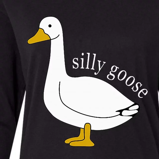 Funny Silly Goose Meme Cute Goose Aesthetic Womens Cotton Relaxed Long Sleeve T-Shirt