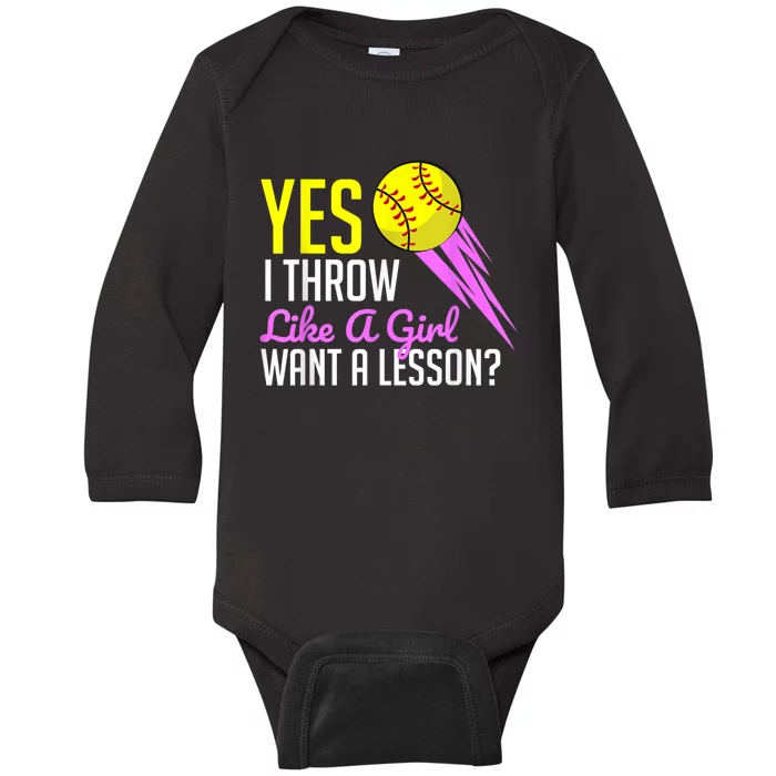 Funny Softball Game Player Sports Lover Baby Long Sleeve Bodysuit