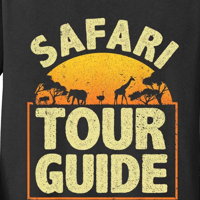 Funny Safari Guide Art For Men Women Kids Zoo Safari Costume Kids Long Sleeve Shirt