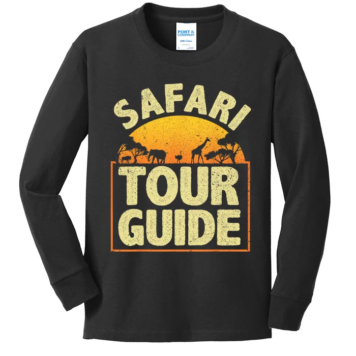 Funny Safari Guide Art For Men Women Kids Zoo Safari Costume Kids Long Sleeve Shirt