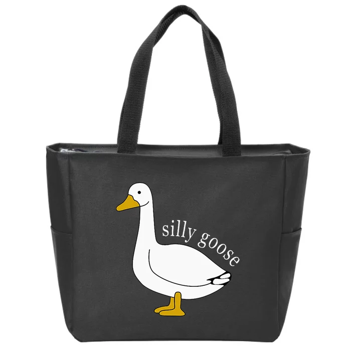 Funny Silly Goose Meme Cute Goose Zip Tote Bag