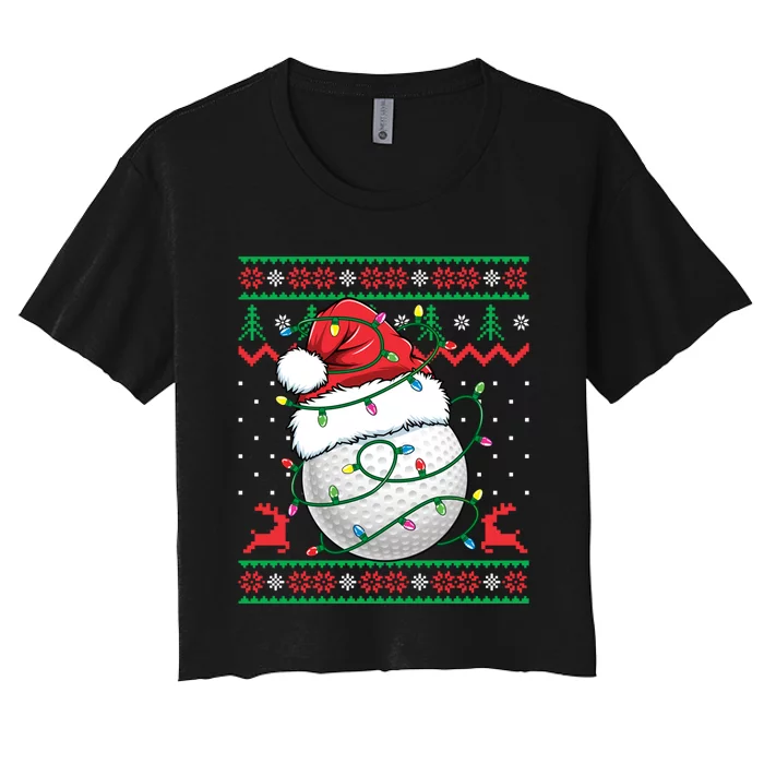 Funny Santa Golf Ugly Christmas Golfing Women's Crop Top Tee