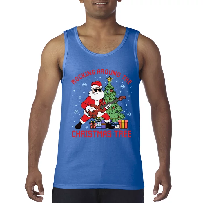 Funny Santa Guitar Players Rocking Around The Christmas Tree Cool Gift Tank Top