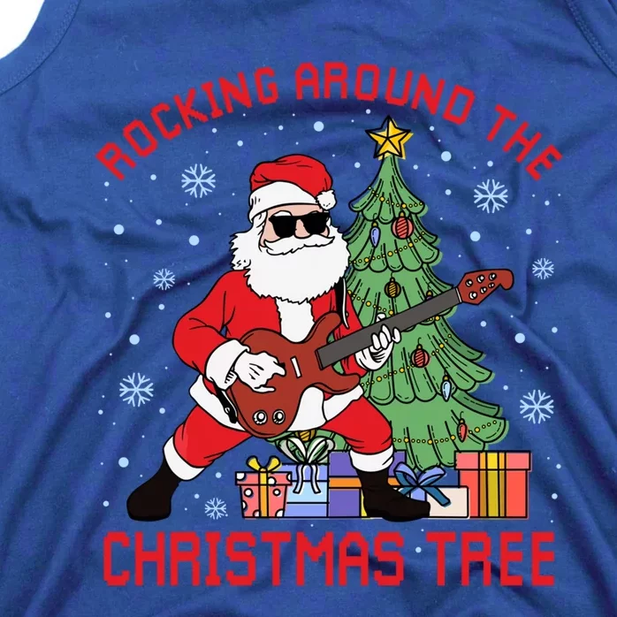 Funny Santa Guitar Players Rocking Around The Christmas Tree Cool Gift Tank Top