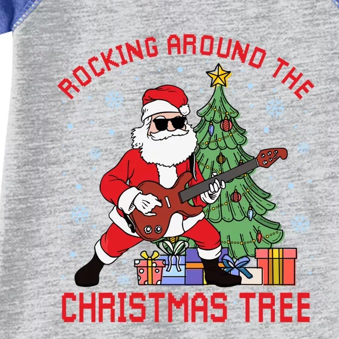 Funny Santa Guitar Players Rocking Around The Christmas Tree Cool Gift Infant Baby Jersey Bodysuit