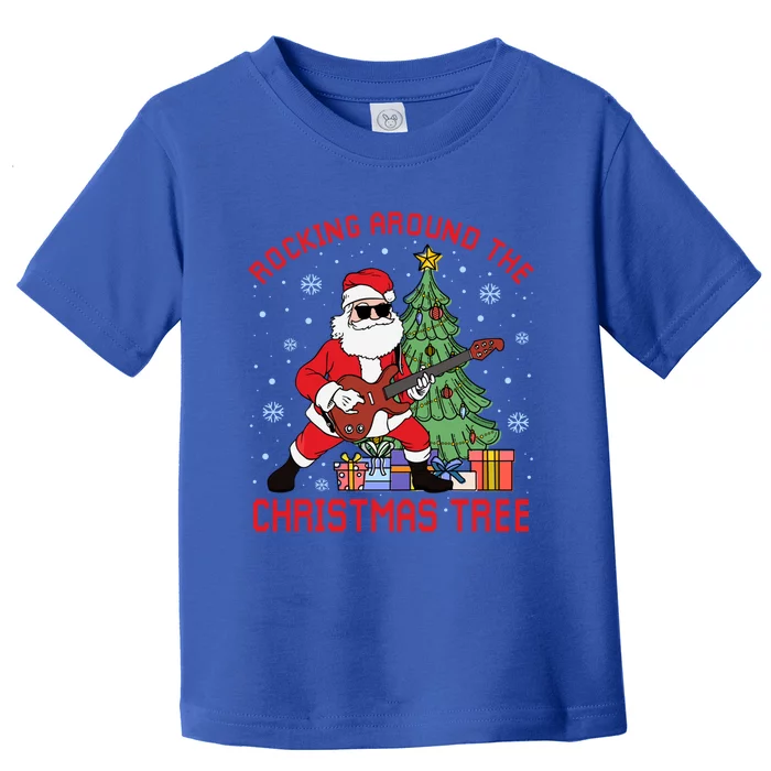 Funny Santa Guitar Players Rocking Around The Christmas Tree Cool Gift Toddler T-Shirt